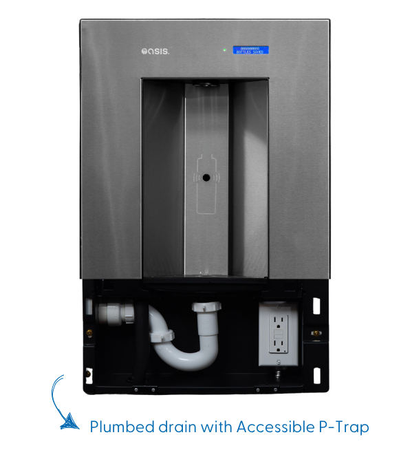 Oasis PWLEBQ-STN In-Wall Contactless QUASAR UV-C Bottle Filler, Non-refrigerated, Stainless – Non-Refrigerated