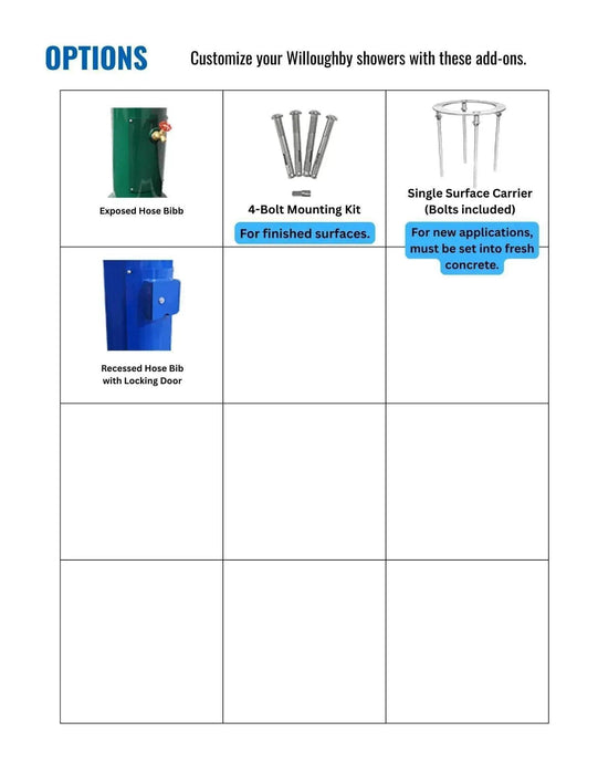 Willoughby WODFS-1 Outdoor Foot Shower – Stainless Steel Column with 1-2 Foot Heads - The Fountain Direct