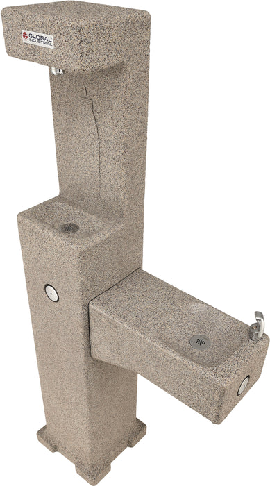 Global Industrial™ Outdoor Drinking Fountain with Bottle Filling Station – Rotocast Granite, Vandal-Resistant and ADA Compliant, Unfiltered – 603601