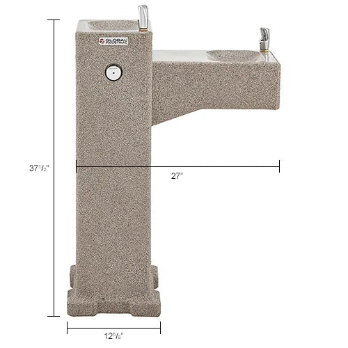 Global Industrial™ Outdoor Bi-Level Drinking Fountain with Filter – Durable Rotocast Granite, Vandal-Resistant, ADA Compliant – 603604F