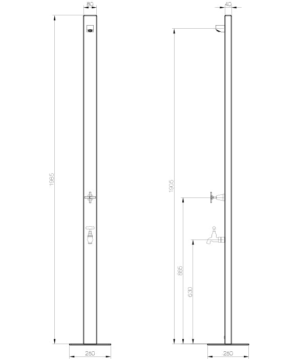 Rainware Aussie Premium 2501 Freestanding Outdoor Shower with Foot Wash – Cold Water, Marine Grade Aluminium