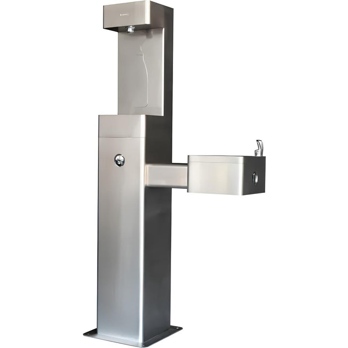 Global Industrial™ Outdoor Drinking Fountain & Bottle Filling Station with Filter – 316 Stainless Steel, Vandal-Resistant, ADA Compliant, 3,600-Gallon PFAS Filtration – 761216F