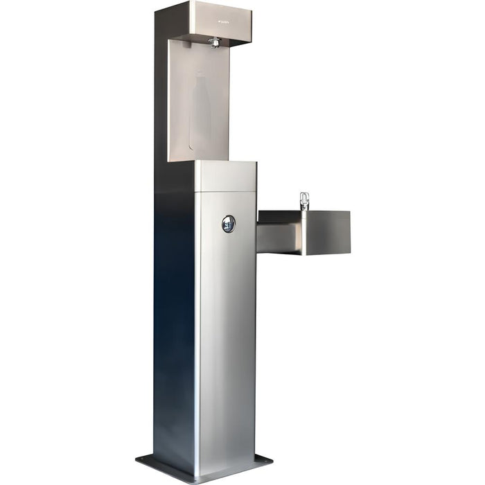 Global Industrial™ Outdoor Drinking Fountain & Bottle Filling Station with Filter – 316 Stainless Steel, Vandal-Resistant, ADA Compliant, 3,600-Gallon PFAS Filtration – 761216F