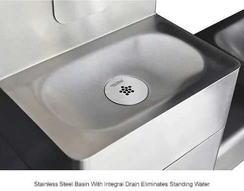 Global Industrial™ Outdoor Bottle Filling Station & Bi-Level Drinking Fountain with Advanced Filtration – 3,600-Gallon PFAS & Microplastic Filter, Stainless Steel, ADA Compliant – 761220F