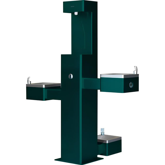 Global Industrial Outdoor Bi-Level Fountain & Bottle Filler with Pet Station – 316 Stainless, ADA, Vandal-Resistant, Filter – 761221GNF