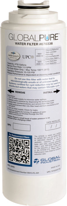 Global Industrial™ Outdoor Pedestal Bottle Filling Station with Filter – 316 Stainless Steel, Corrosion-Resistant, Vandal-Resistant, ADA Compliant, 3,600-Gallon PFAS Filtration – 761222F