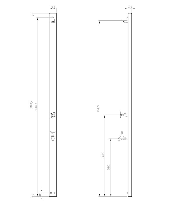 Rainware Aussie Wall 2202 Wall-Mounted Outdoor Shower with Foot Wash – Cold Water, Space-Saving Design