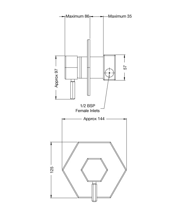 Rainware Miami 8500 Hot & Cold Mixer – Vertical Side-Inlet Design, Brushed 316 Stainless