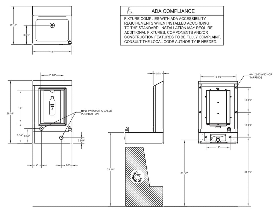 Willoughby WOBFDF Stainless Steel Rear-Mounted Outdoor Bottle Filler with Drinking Fountain For Parks - The Fountain Direct 