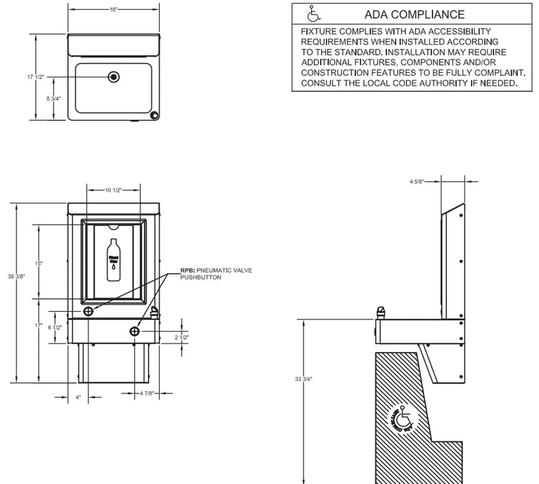 Willoughby WOBFDF-FA Surface-Mounted Outdoor Bottle Filler with Drinking Fountain - The Fountain Direct 