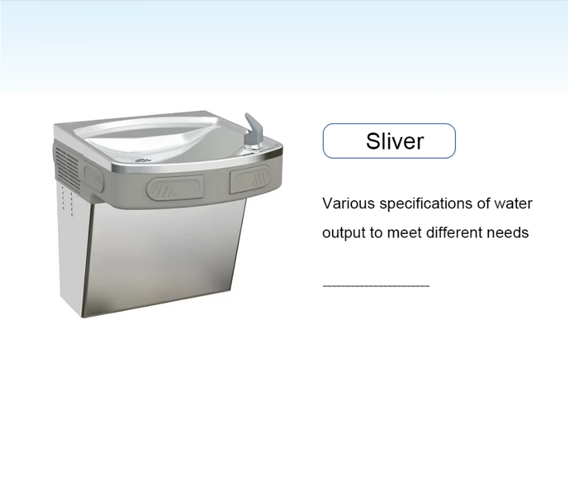 Compliant Refrigerated Drinking Fountain with 8.0 GPH Cooler and Pushbar Controls, Light Gray Granite Finish