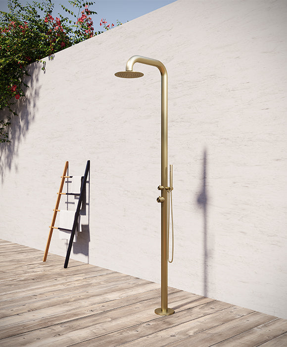 Rainware Bronte 9008 Rainfall Outdoor Shower Column with Hand Shower – Hot & Cold, 3 Finishes