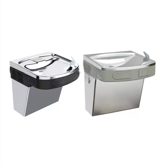 Compliant Refrigerated Drinking Fountain with 8.0 GPH Cooler and Pushbar Controls, Light Gray Granite Finish