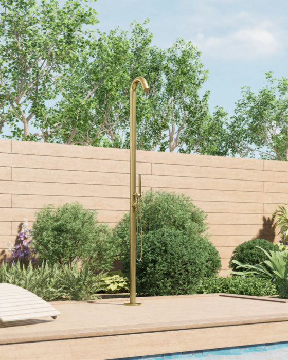 Rainware Maroubra 9001 Streamlined Outdoor Shower with Overhead Rose & Handheld – Hot & Cold Mixer