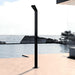 Magnus Black Freestanding Stainless Steel Outdoor Shower Panel with Foot Shower – Brushed Finish - The Fountain Direct 