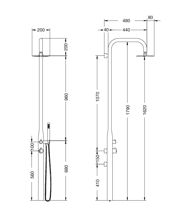Rainware Collaroy 9009 Compact Wall-Mounted Outdoor Shower with Overhead & Hand Wand – Hot & Cold