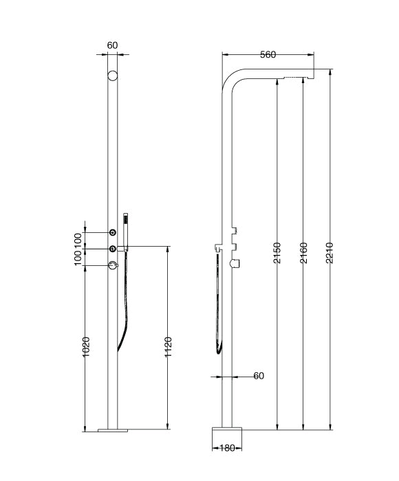 Rainware Avoca 9016 Minimalist Freestanding Outdoor Shower with Handheld Wand – Hot & Cold