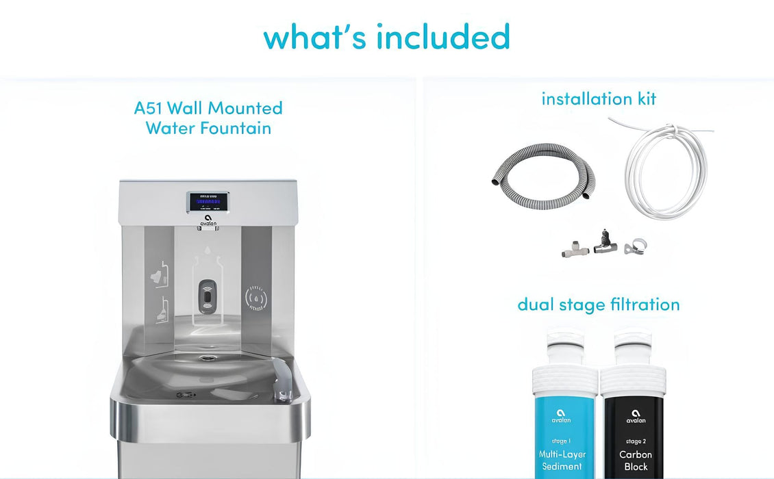 Avalon A51 Wall-Mounted Water Fountain & Bottle Filler with Chiller – Cold Water & NSF Certified Filtration