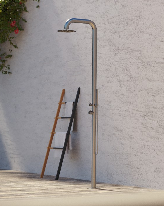 Rainware Bronte 9008 Rainfall Outdoor Shower Column with Hand Shower – Hot & Cold, 3 Finishes