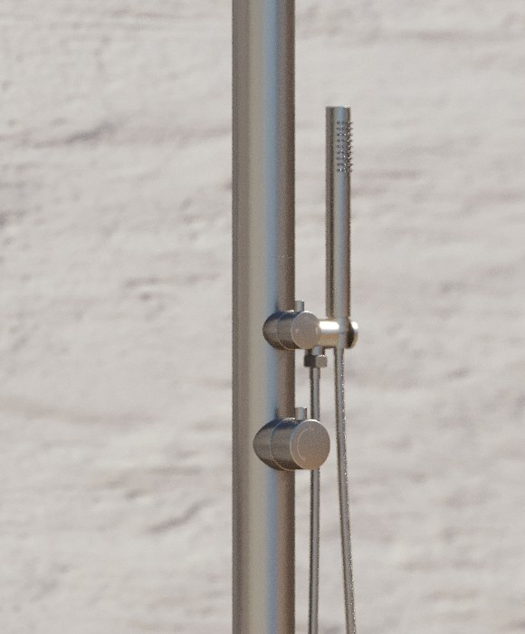 Rainware Bronte 9008 Rainfall Outdoor Shower Column with Hand Shower – Hot & Cold, 3 Finishes