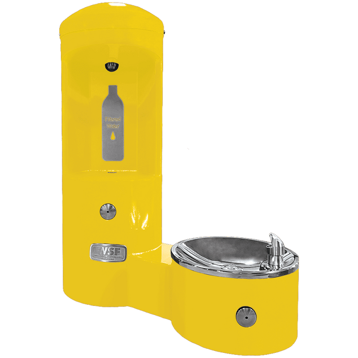 Willoughby CWBF-2WM Wall-Mounted Outdoor Water Bottle Filler with ADA Drinking Fountain – Stainless Steel Made in USA