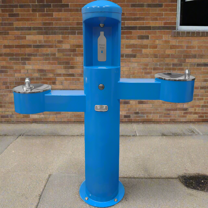 Willoughby CWBF-3-HC-SAH Outdoor Stainless Steel Bottle Filler with Two Drinking Fountains – Dual-Sided Access – Vandal-Resistant – ADA