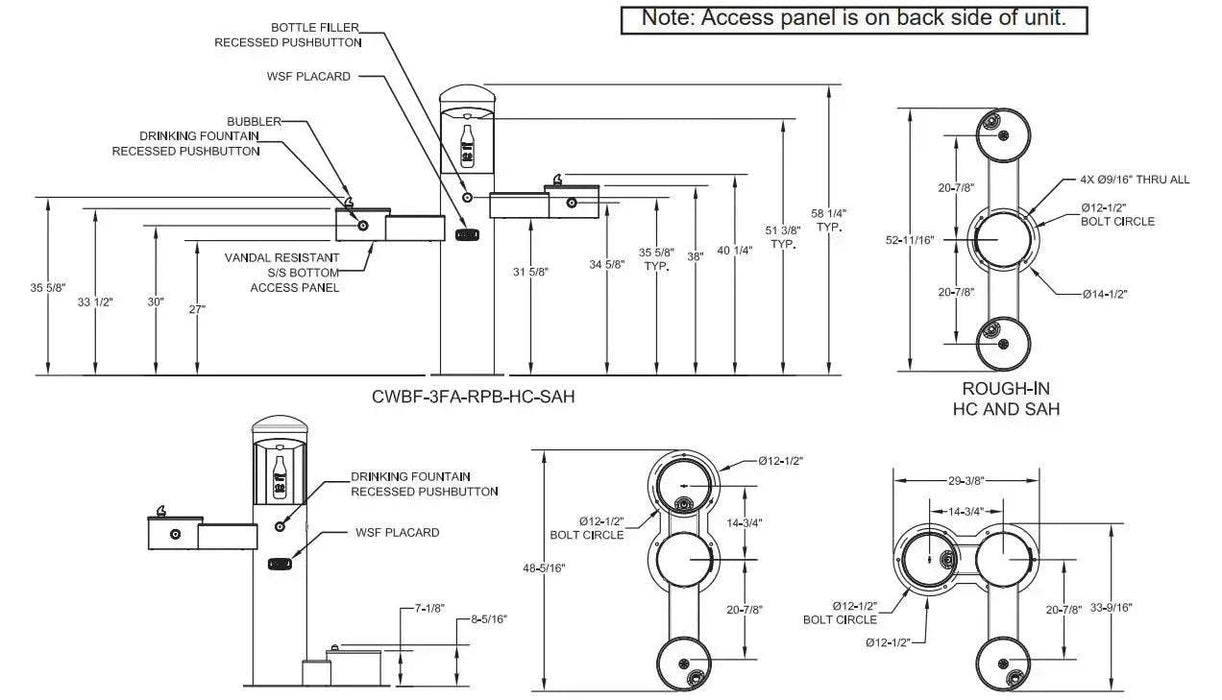 Willoughby CWBF-3FA-RPB-HC-PET Outdoor Bottle Filler For Parks with ADA and Pet Drinking Fountains – Front-Access Design - The Fountain Direct