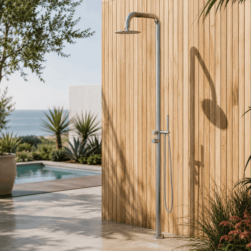 NW Showers Lamez Silver 316L Marine Grade Stainless Steel Pool Shower - The Fountain Direct