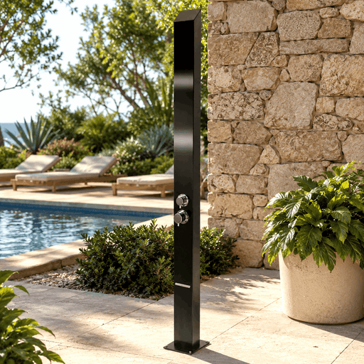 No Worries Showers Toorak Black 316L Outdoor Waterfall Pool Shower Rinse-Off Shower - The Fountain Direct