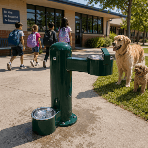 Stern-Williams 5400-90 Single Pedestal Drinking Fountain with Pet Fountain - The Fountain Direct