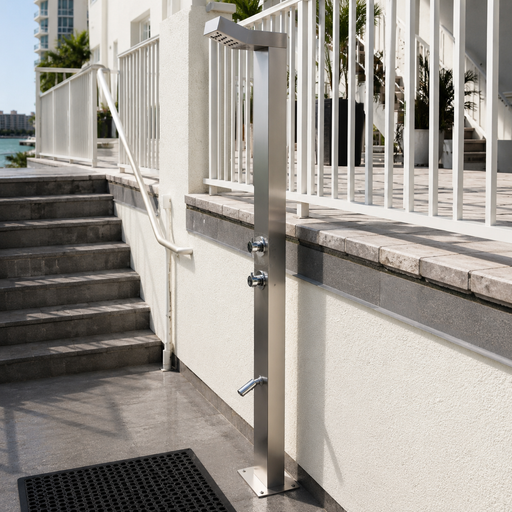 NW Showers Bondi Push Button 316L Marine Grade Stainless Steel Outdoor Pool Shower - The Fountain Direct