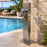 NW Showers Silver Stainless Steel Outdoor Foot Wash Station with Hot & Cold Mixer - The Fountain Direct
