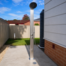 NW Showers Milan Silver ADA 316L Stainless Steel Outdoor Pool Shower with Rainfall Head, Handheld, and Foot Wash - The Fountain Direct