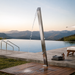 Magnus Freestanding Outdoor Shower Tower with Foot Rinse in brushed stainless steel