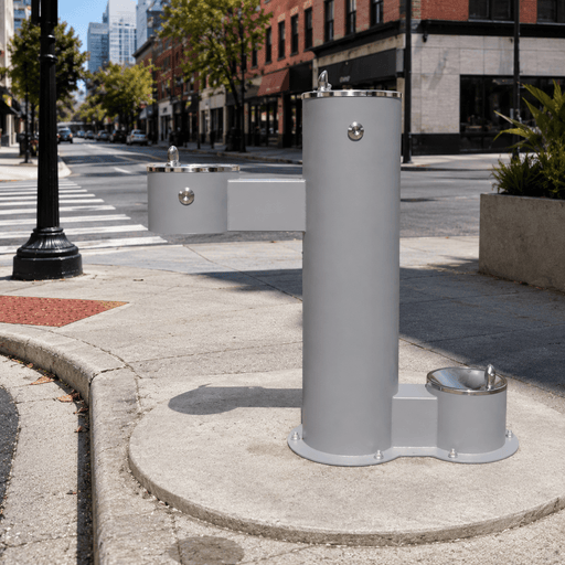 Willoughby WODF-3FA-CHD-PET Outdoor Three-Station Stainless Steel Drinking Fountain with Pet Fountain - The Fountain Direct