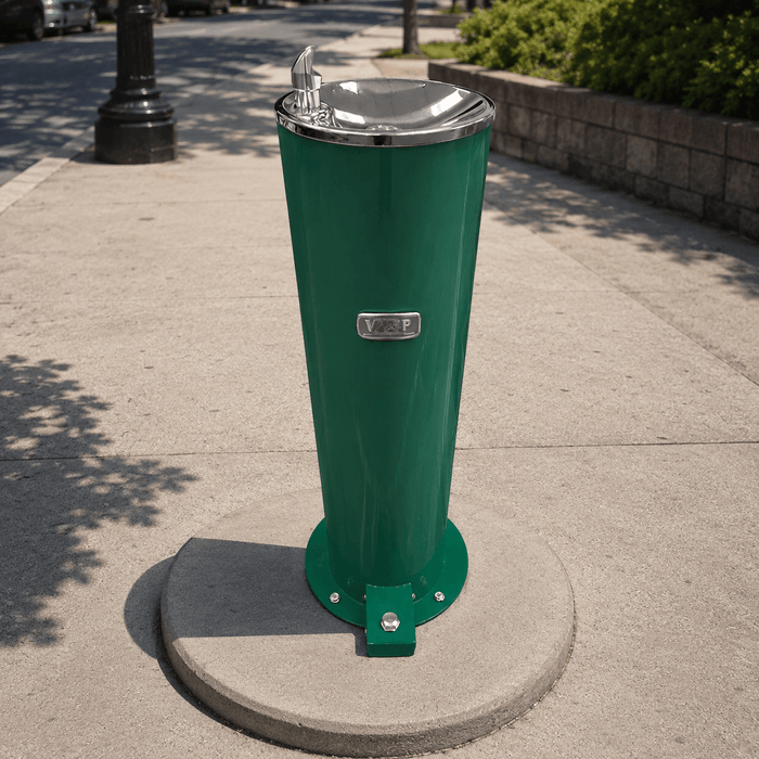 Willoughby WODF-1-HF Foot-Operated Outdoor Stainless Steel Drinking Fountain - The Fountain Direct