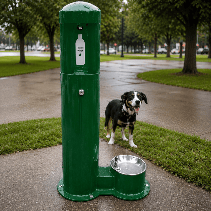 Willoughby CWBF-2-PET Outdoor Stainless Steel Water Bottle Filler With Pet Bowl– ADA Compliant – Vandal-Resistant - The Fountain Direct