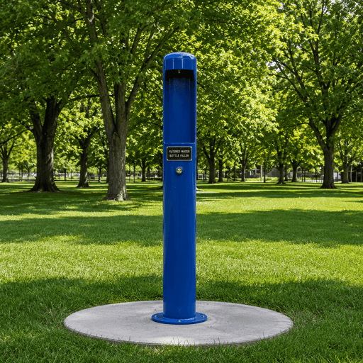 Stern-Williams 7325 Single Pedestal Bottle Filler For Parks – Vandal-Resistant and Filtered - The Fountain Direct