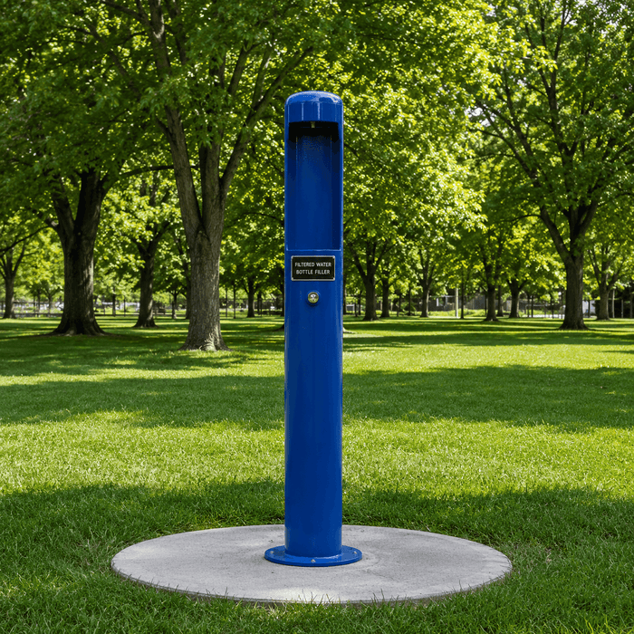 Stern-Williams 7325 Single Pedestal Bottle Filler For Parks – Vandal-Resistant and Filtered - The Fountain Direct
