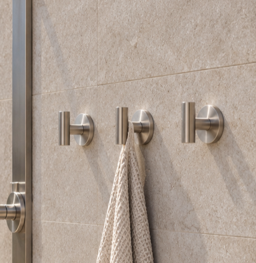 Set of 3 Stainless Steel Towel & Robe Hooks – Brushed Nickel 304 Stainless Steel