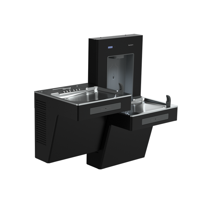 Sloan DRS120 bi-level bottle filler and cooler in black powder coat