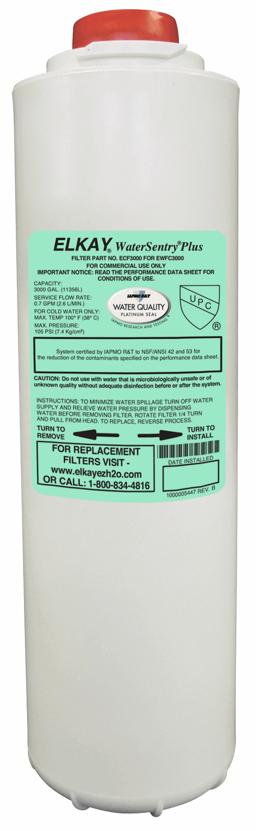 Elkay ECF3000 – WaterSentry Plus Replacement Filter, For use with Built-in Water Dispenser (Liv 'commercial' units) - The Fountain Direct