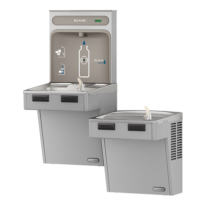 Elkay EMABFTL8WSLK ezH2O® Bottle Filling Station with Bi-Level ADA Cooler, Non-Filtered, Refrigerated, Mechanically Activated, Light Gray