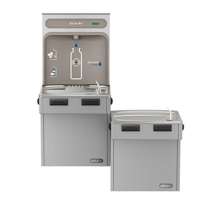 Elkay EMABFTL8WSLK ezH2O® Bottle Filling Station with Bi-Level ADA Cooler, Non-Filtered, Refrigerated, Mechanically Activated, Light Gray