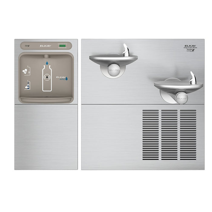 Elkay EZWS-SFGRN28K ezH2O® Bottle Filling Station with SwirlFlo® Bi-Level Fountain – High Efficiency, Refrigerated, Non-Filtered, ADA Compliant, Stainless Steel