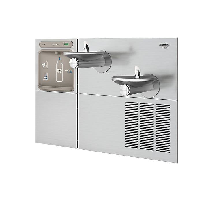 Elkay EZWS-SFGRN28K ezH2O® Bottle Filling Station with SwirlFlo® Bi-Level Fountain – High Efficiency, Refrigerated, Non-Filtered, ADA Compliant, Stainless Steel
