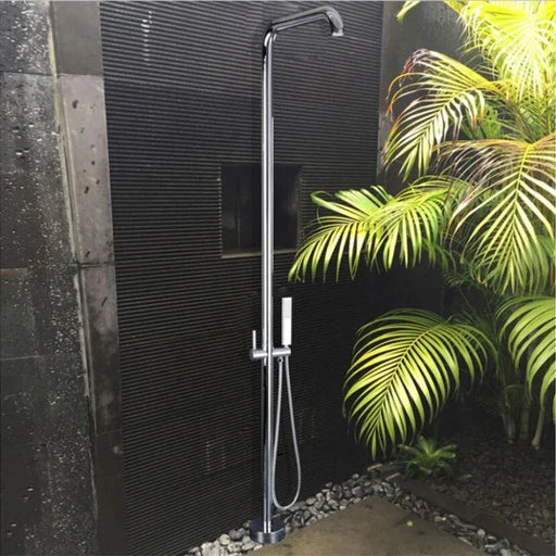 Fontana S√®te High Quality Brass Outdoor Shower Faucet in Chrome Finish with Rainfall Shower Head - The Fountain Direct 