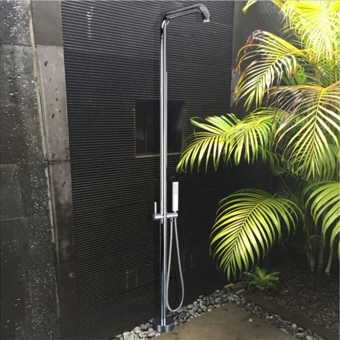 Fontana S√®te High Quality Brass Outdoor Shower Faucet in Chrome Finish with Rainfall Shower Head - The Fountain Direct 
