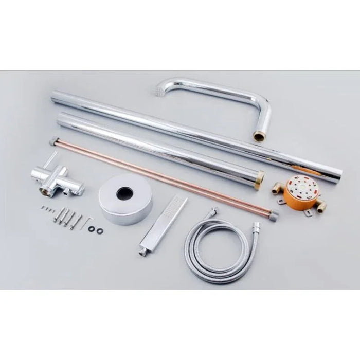 Fontana S√®te High Quality Brass Outdoor Shower Faucet in Chrome Finish with Rainfall Shower Head - The Fountain Direct 