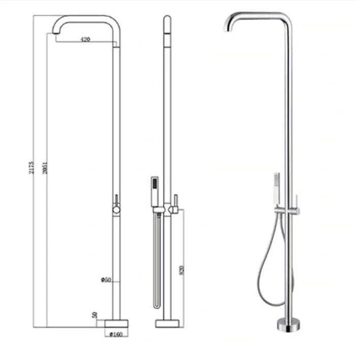 Fontana S√®te High Quality Brass Outdoor Shower Faucet in Chrome Finish with Rainfall Shower Head - The Fountain Direct 